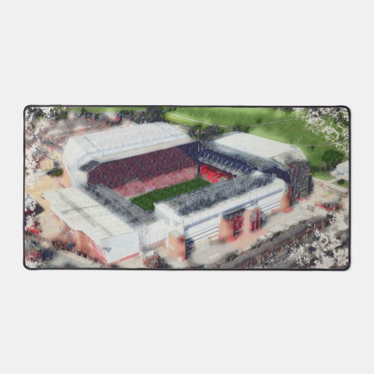 Anfield Stadium Liverpool - Artistic Watercolour デスクマット (正面)