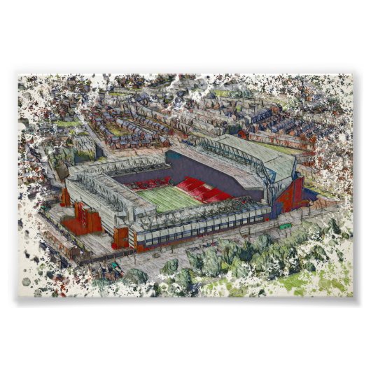 Anfield Stadium Liverpool - Artistic Watercolour フォトプリント (正面)