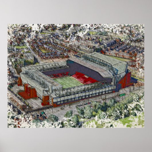 Anfield Stadium Liverpool - Artistic Watercolour ポスター (正面)