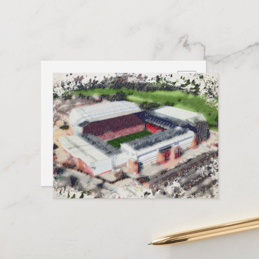 Anfield Stadium Liverpool - Artistic Watercolour ポストカード (正面/裏面インサイチュ)