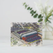 Anfield Stadium Liverpool - Artistic Watercolour ポストカード (スタンド正面)