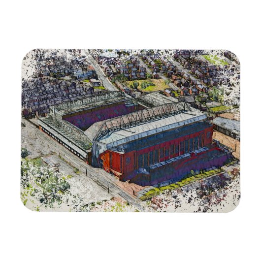 Anfield Stadium Liverpool - Artistic Watercolour マグネット (横)