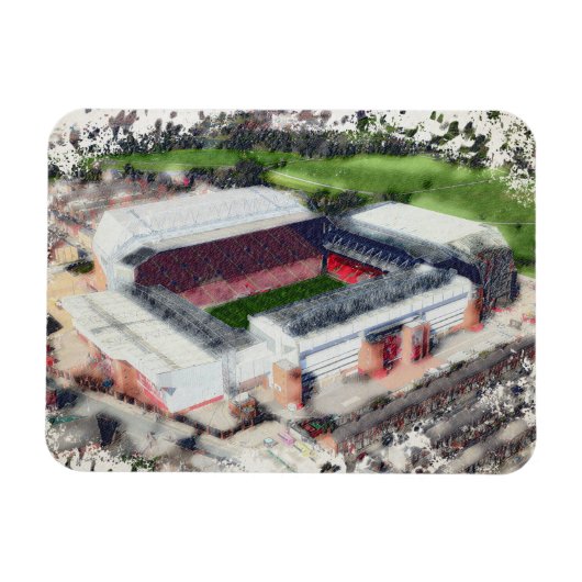Anfield Stadium Liverpool - Artistic Watercolour マグネット (横)
