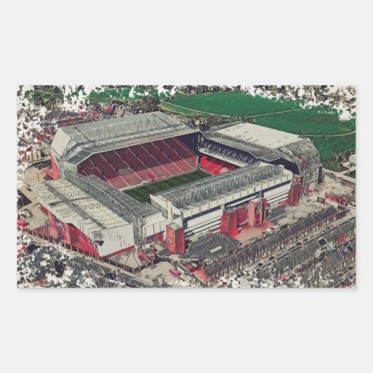 Anfield Stadium Liverpool - Artistic Watercolour 長方形シール (正面)