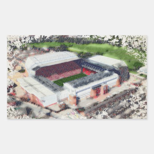 Anfield Stadium Liverpool - Artistic Watercolour 長方形シール (正面)