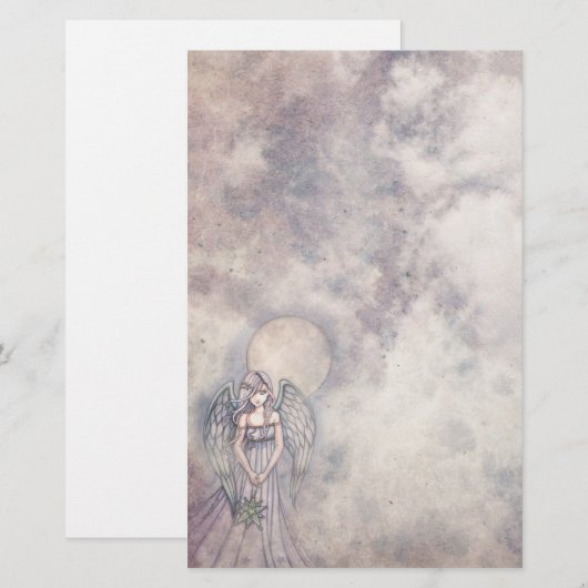 Angel かわいらし in Clouds静止 便箋 (正面/裏面)