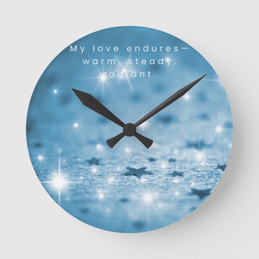 Angel Affirmation Wall Clock – My Love Endures ラウンド壁時計 (正面)