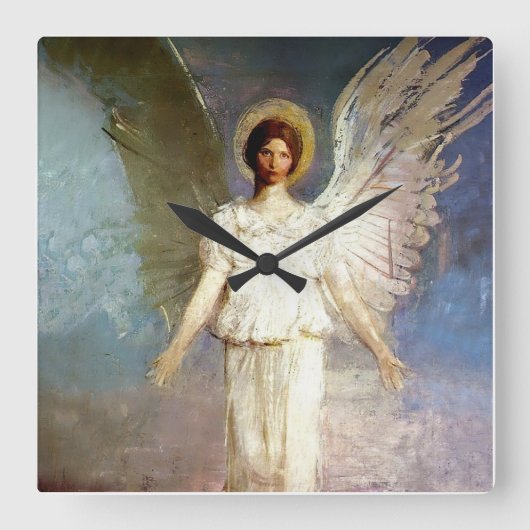 “Angel at Noon” by Abbott Thayer スクエア壁時計 (正面)