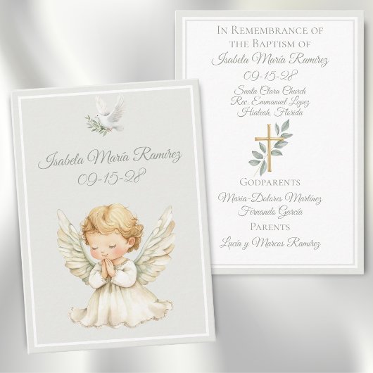 Angel baptism praying child green membrance card 名刺