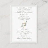 Angel baptism praying child green membrance card 名刺 (裏面)