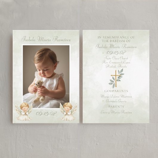 Angel baptism praying child remembrance card 名刺