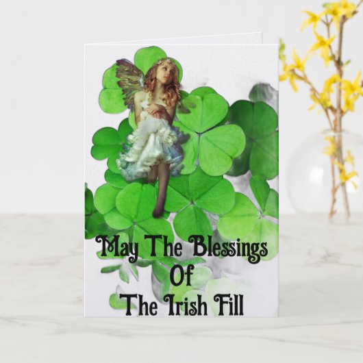 Angel Blessings Of The Irish Greeting Card カード (黄色い花)