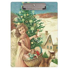 Angel bringing Christmas gifts and presents クリップボード