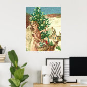 Angel bringing Christmas gifts and presents ポスター (ホームオフィス)