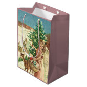 Angel bringing Christmas gifts and presents ミディアムペーパーバッグ (裏面アングル)