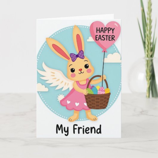 Angel Bunny Friend Holiday Card カード (正面)
