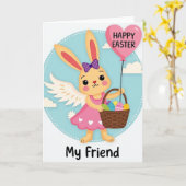 Angel Bunny Friend Holiday Card カード (黄色い花)