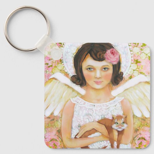 Angel & Cat Keychain – Kindness in Every Moment キーホルダー (正面)