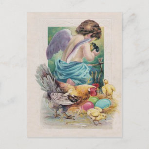 Angel Cherub Easter Egg Chick Rooster シーズンポストカード