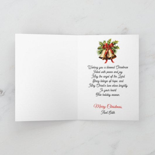 Angel Christmas Blessing Add Signature Religious カード (内部)