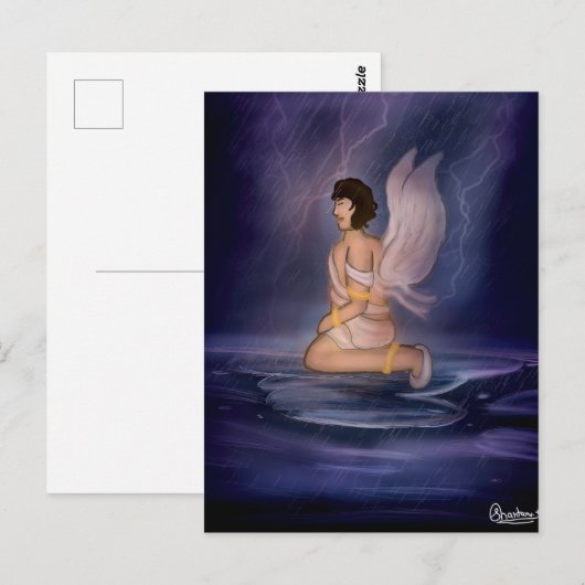 Angel dark blue wall art ポストカード (正面/裏面)