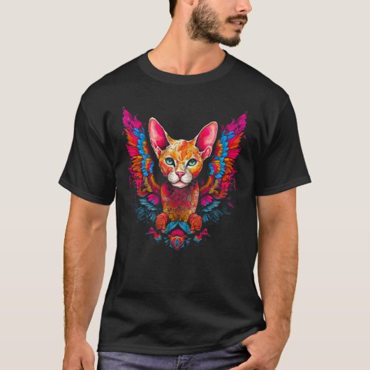 Angel Devon Rex Cat Tシャツ (正面)