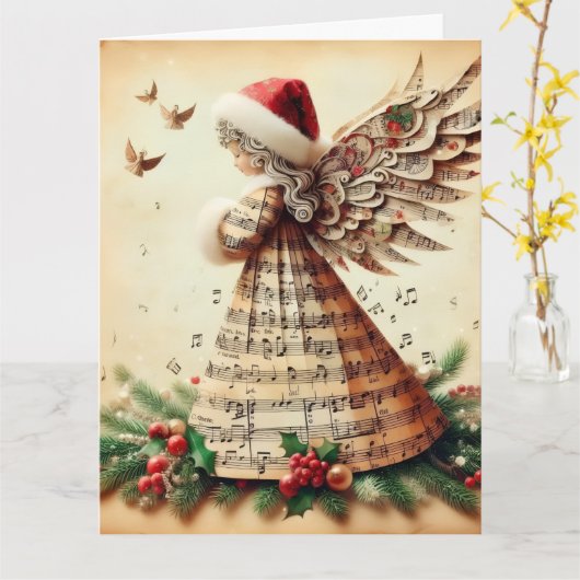 angel Folded Greeting Card カード (黄色い花)