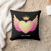Angel Heart with Cool Pink Wings and Crown A Touch クッション (ブランケット)