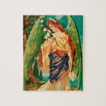 Angel holding a floral branch ジグソーパズル<br><div class="desc">Vintage illustration of an Angel holding a floral branch.</div>