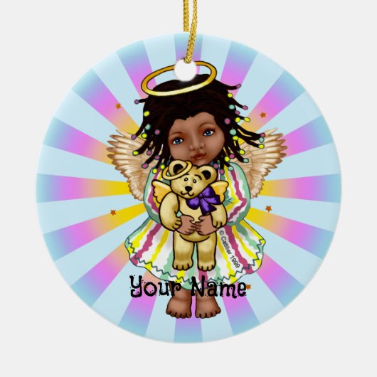 Angel Holding Bear セラミックオーナメント (正面)