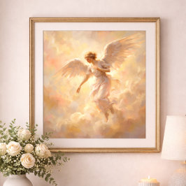 Angel Illustration Soft Heavenly Painting ポスター