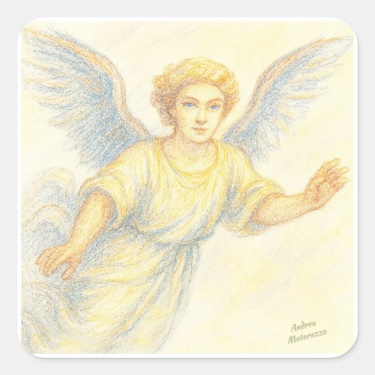 Angel in flight with a smile スクエアシール (正面)