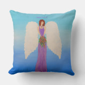 Angel in purple gown holding a spring bouquet . クッション (正面)