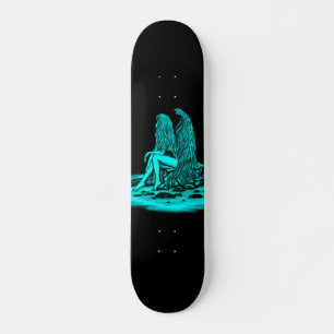 Angel , lost in thought , black and green Design スケートボード