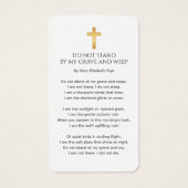 Angel Memorial Prayer Card Funeral Poem Beige Cros (裏面)
