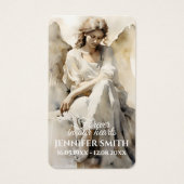Angel Memorial Prayer Card Funeral Poem Beige Cros (正面)