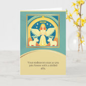 angel message happy birthday カード (黄色い花)