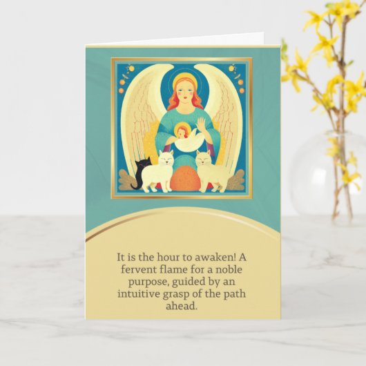 angel message happy birthday カード (黄色い花)