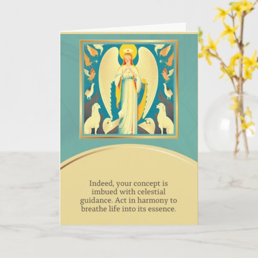 angel message happy birthday カード (黄色い花)