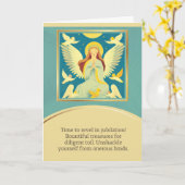 angel message happy birthday カード (黄色い花)
