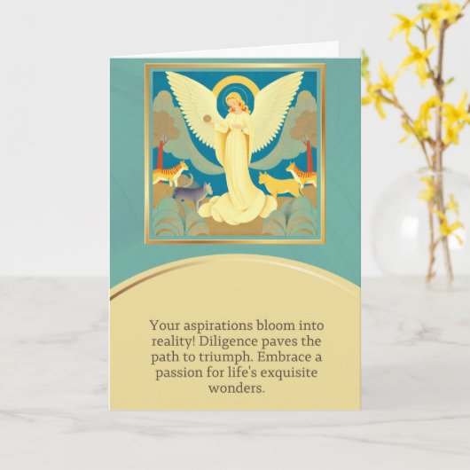 angel message happy birthday カード (黄色い花)