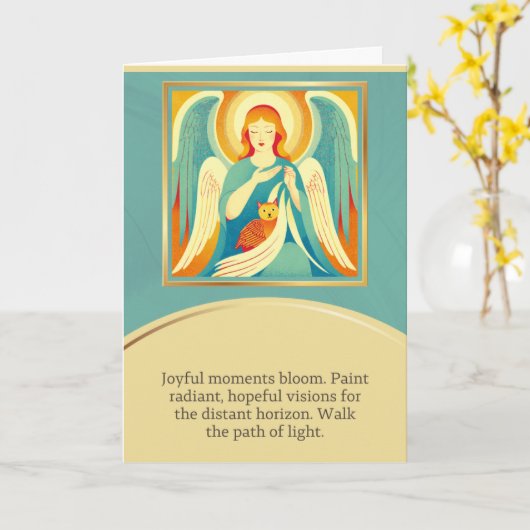 angel message happy birthday カード (黄色い花)