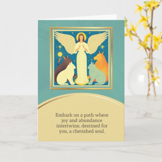 angel message happy birthday カード (黄色い花)