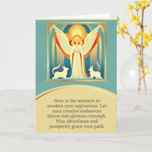 angel message happy birthday カード (黄色い花)