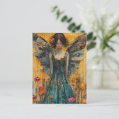 Angel Mixed Media Collage ポストカード (スタンド正面)