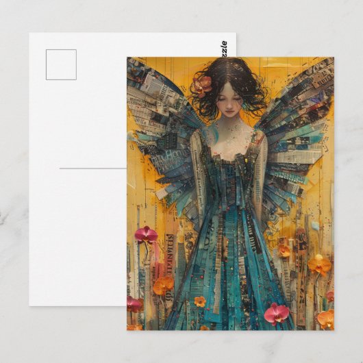 Angel Mixed Media Collage ポストカード (正面/裏面)