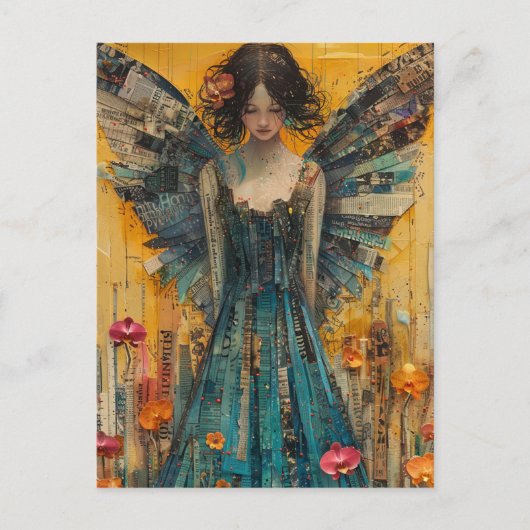Angel Mixed Media Collage ポストカード (正面)