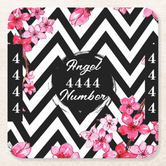 Angel Numberr "4444"  スクエアペーパーコースター (正面)