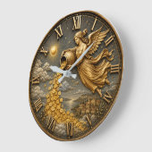 Angel of Abundance Prosperity & Wealth Gift ラージ壁時計 (傾斜)