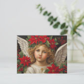 Angel of Christmas with Red Poinsettia Wreath  シーズンポストカード (スタンド正面)